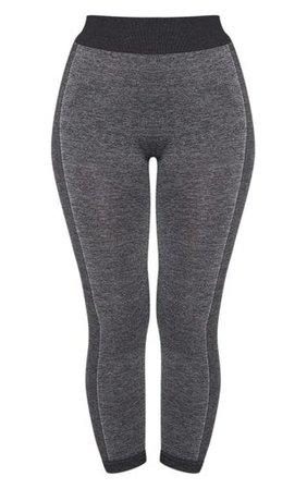 Dark Grey Seamless Contrast Panel Cropped Legging | PrettyLittleThing