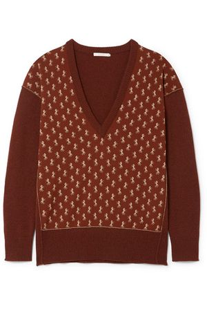 Chloé | Metallic intarsia wool-blend sweater | NET-A-PORTER.COM
