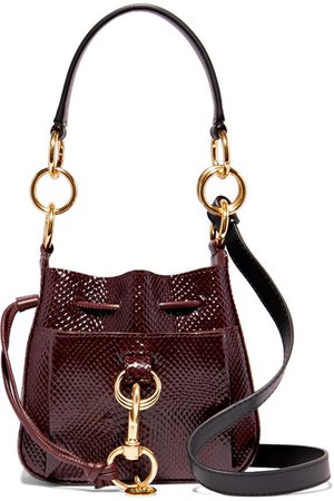 See By Chloé | Tony small snake-effect leather bucket bag | NET-A-PORTER.COM