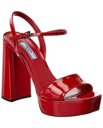 red leather block heel shoe