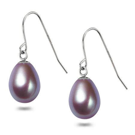 purple pearl drop earrings