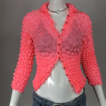 Vintage 90s 00s Neon Pink Popcorn Top Cyber Y2K Grunge Egirl Looks | eBay