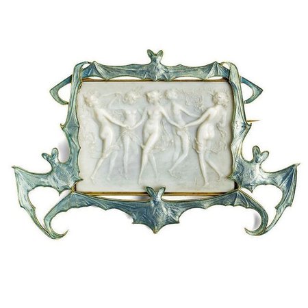 Rene Lalique, “Dancing Nymphs In A Frame Of Bats” brooch. C. 1902.