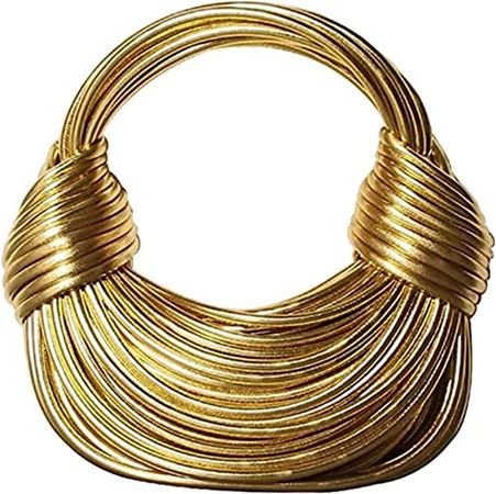 Amazon.com: Hand-Woven Bread Women's Clutch Top Handle Satchel Shoulder Crossbody Creative Noodles Purses Underarm Bag Handbag (Gold) : Clothing, Shoes & Jewelry