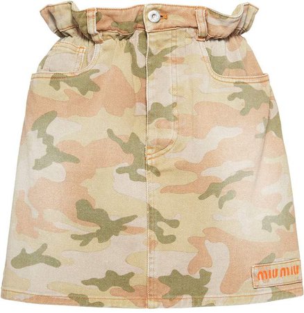 camouflage denim mini skirt