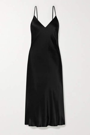 Jodie Silk-satin Midi Dress - Black