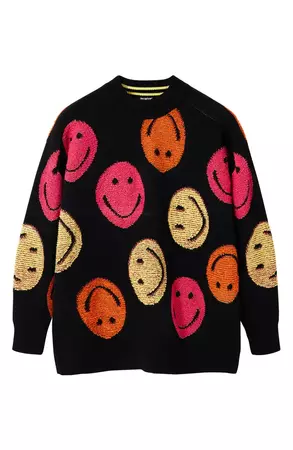 Desigual Smile Jacquard Sweater | Nordstrom