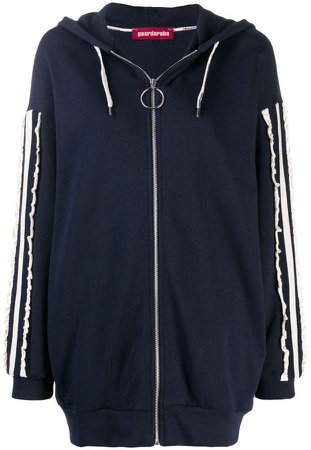 contrast ruched stripes hoodie