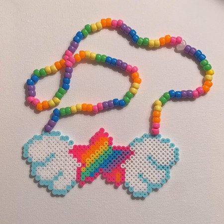 Cute Rainbow Star Kandi Perler Necklace | Etsy
