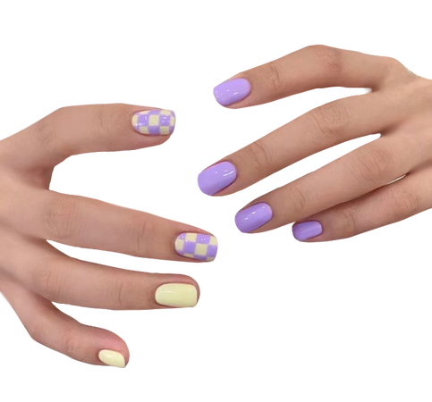 purple yellow simple nails nail polish