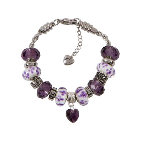 Amethyst Charm Bracelet With European Bead Charms For Women, Stainless Steel Rope Chain, Harmony 8 Inch - Walmart.com
