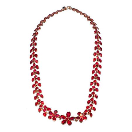 Dazzling Antique Georgian Almondine Garnet Pansy Necklace, circa 1800 For Sale at 1stDibs