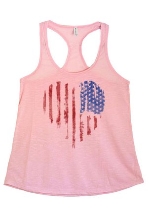 Women's American Flag Heart Faded Graphic Print Polyester Tank Tops | iZZYZX | Leggings Tops Caps Accessories Customization