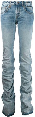 ruched straight-leg jeans