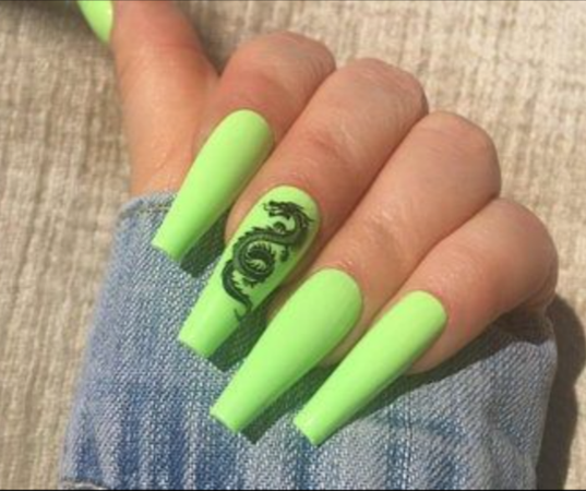 Neon Green Dragon Nails