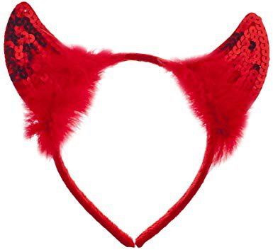 Lux Accessories Halloween Girls Fun Festive Red Faux Fur Sequin Devil Horn Ears Headband