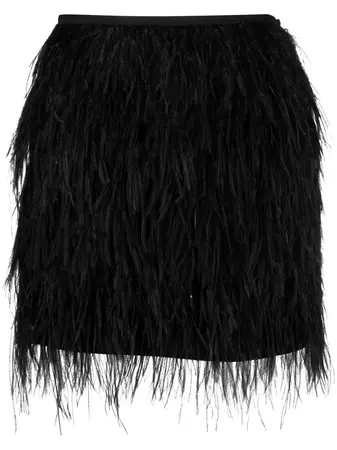 TWINSET Ostrich feather-trim Mini Skirt - Farfetch