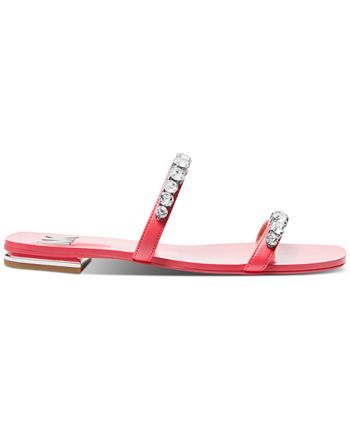 Michael Kors Women's Jessa Rhinestone Slip-On Double Strap Slide Sandals - Macy's
