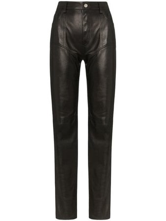 Mugler high-waisted straight leg leather trousers $1,956 - Buy Online SS19 - Quick Shipping, Price