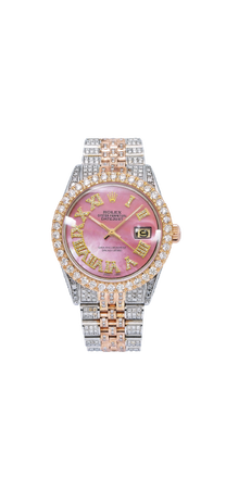 silver/pink Rolex watch