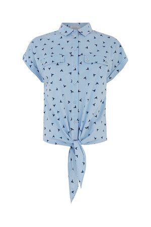 Buy Oasis Blue Bird Tie Front Shirt from the Next UK online shop