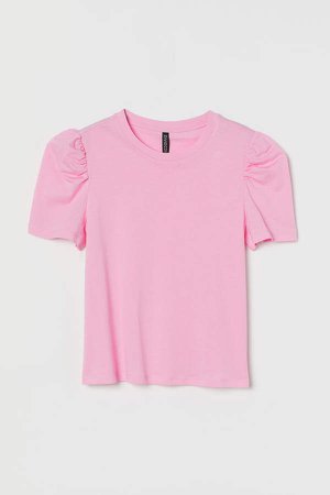 Puff-sleeved T-shirt - Pink