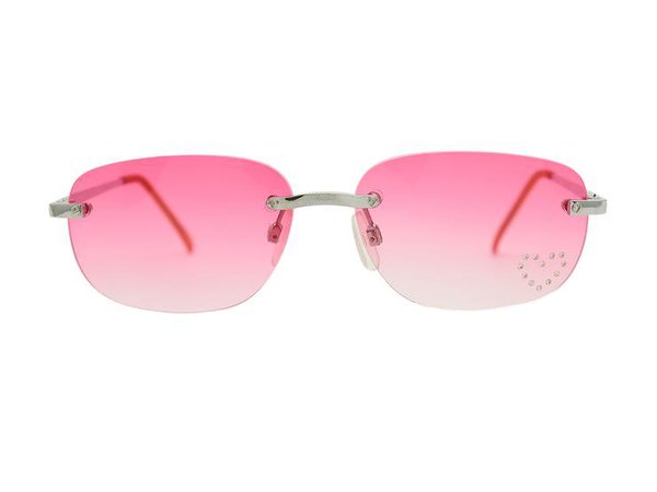 "Olivia" 2000's Rimless Rhinestone Heart Sunglasses | Brillies