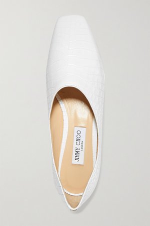 White Joselyn croc-effect leather ballet flats | Jimmy Choo | NET-A-PORTER