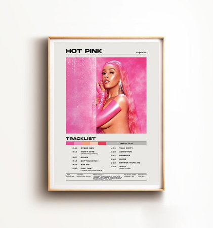 Hot Pink Album Poster Minimal Music Album Print Retro Music | Etsy