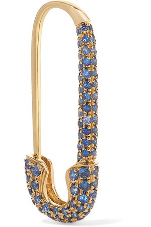 Anita Ko | Safety Pin 18-karat gold sapphire earring | NET-A-PORTER.COM