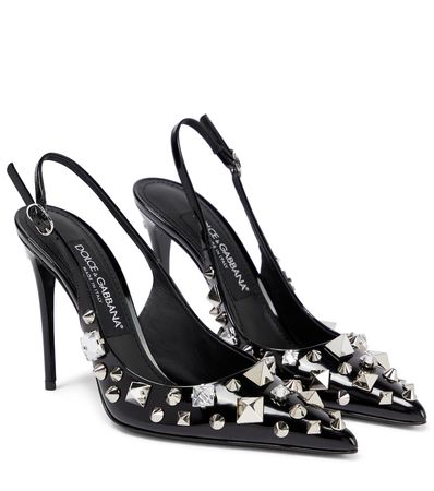 Dolce&Gabbana - Embellished leather slingback pumps | Mytheresa