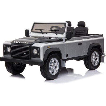 Land Rover Defender Pickup 12V Electric Ride on Kids Jeep - Metallic Silver