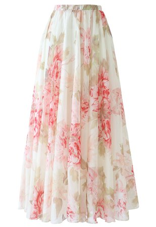 Brilliant Floral Watercolor Maxi Skirt - Retro, Indie and Unique Fashion