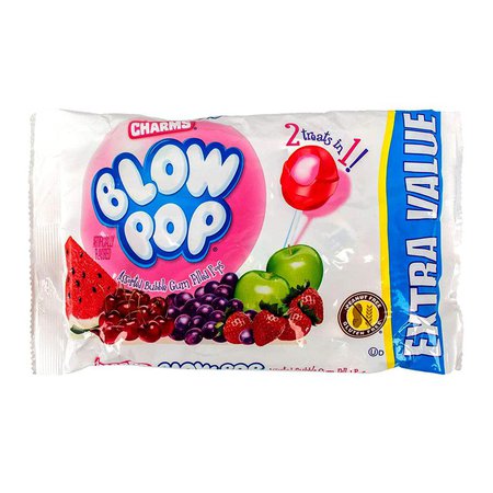 Charms (1) Bag Blow Pop Bubble Gum Filled Pops - 2 Treats in 1! Assorted Flavors Lollipop Halloween Candy - Peanut & Gluten Free - Net Wt. 4.55 oz - Walmart.com