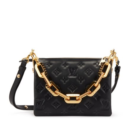 Louis Vuitton black bag with gold chain