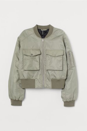 Nylon Bomber Jacket - Light khaki green - Ladies | H&M US