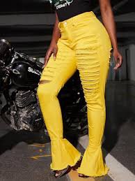 ripped yellow jeans - Google Search