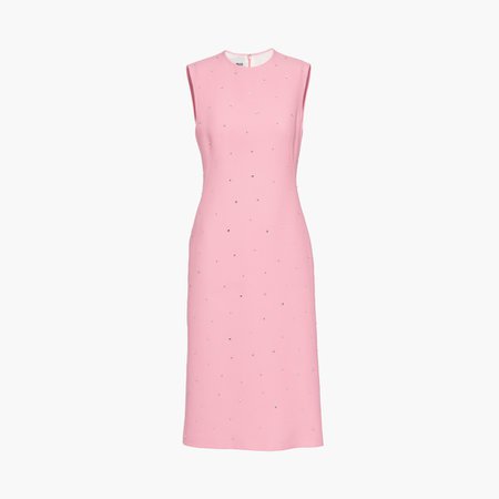 Embroidered sleeveless cady dress Petal pink | Miu Miu