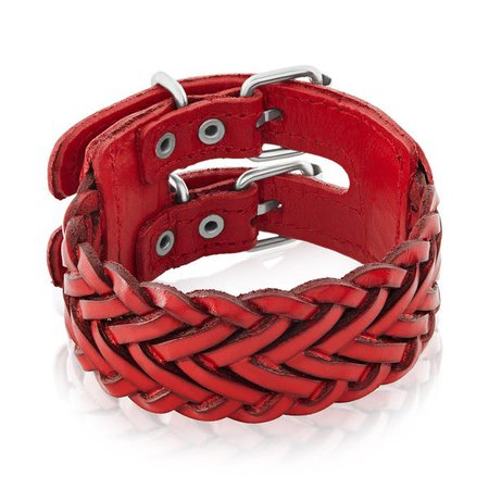 mens red leather bracelet thick - Google Search