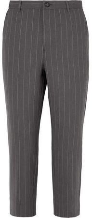 Garvey Pinstriped Stretch-cady Straight-leg Pants - Light gray
