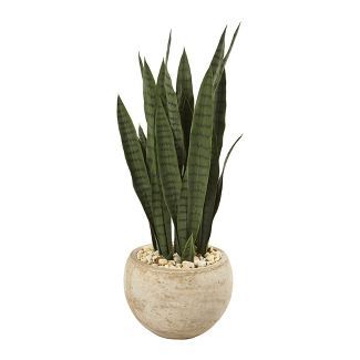 Nearly Natural 32” Sansevieria Artificial Plant In Sand Colored Planter : Target