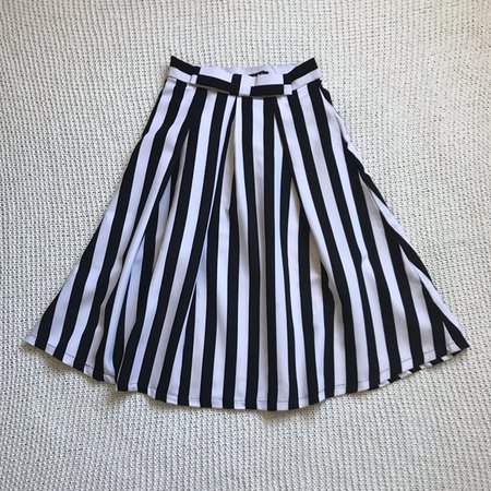 Zian Fei Mei Skirts | Parisian Stripe Blackwhite Midi Skirt | Poshmark