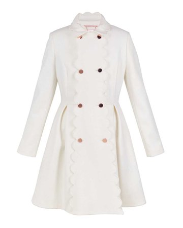Scallop trim wool swing coat - Ivory | Jackets And Coats | Ted Baker