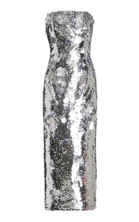 Sequined Strapless Midi Dress By Carolina Herrera | Moda Operandi