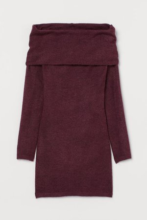 Off-the-shoulder Dress - Burgundy melange - Ladies | H&M CA