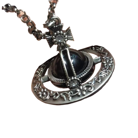 vivienne westwood necklace silver chain black orb planet