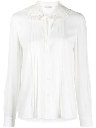 Miu Miu stud-embellished long-sleeve Shirt - Farfetch