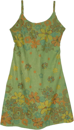 green hippie floral dress