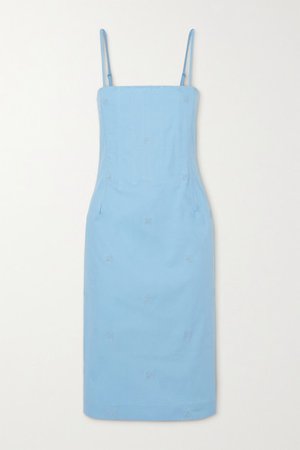 Degas Embroidered Stretch-cotton Chambray Dress - Blue
