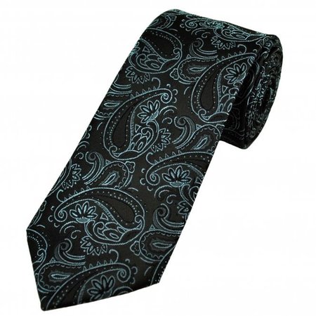Black & Light Blue Paisley Patterned Men's Tie from Ties Planet UK